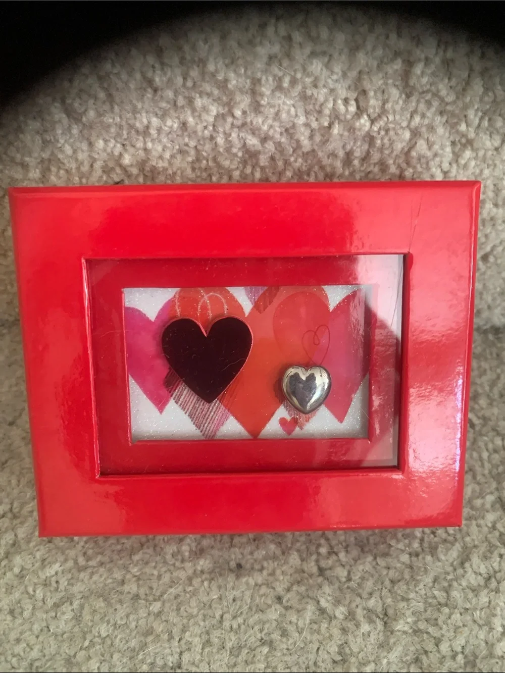 Papyrus Red Heart Accent Box Frame - Home Accents 5x4x2 Inches